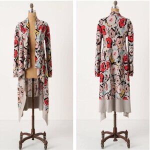 Anthopologies Sparrow Exampler Long Cardigan Duster - Multi/Floral - Size M.